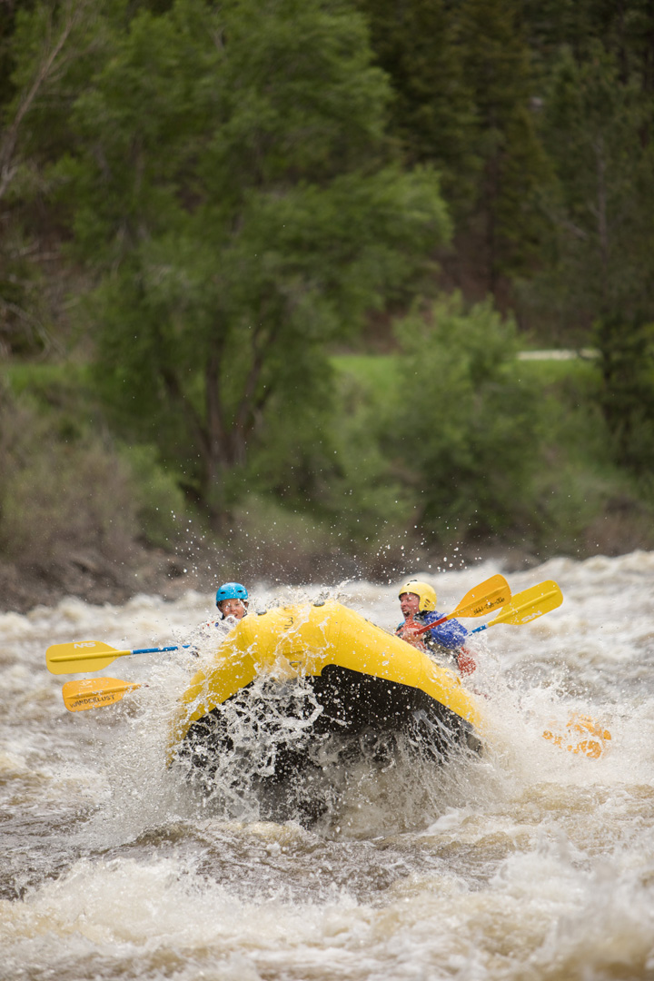 A raft goes airborne on the Poudre River