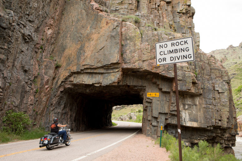Motorcyclists in Poudre Canyon.