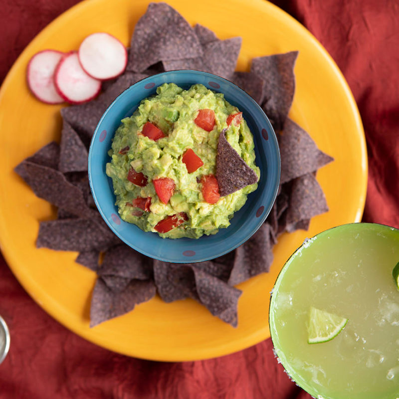 food photography chips guacamole margarita