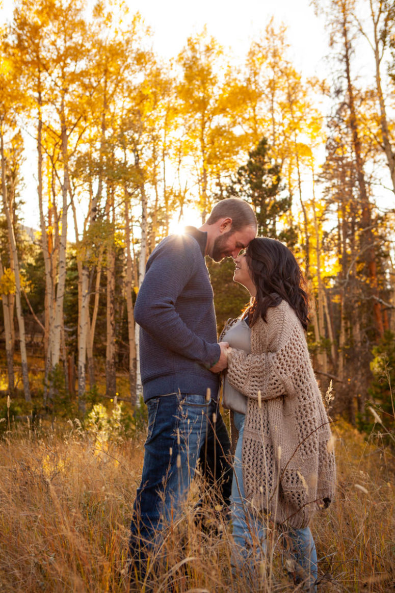 engagement photography fall leaves in sun