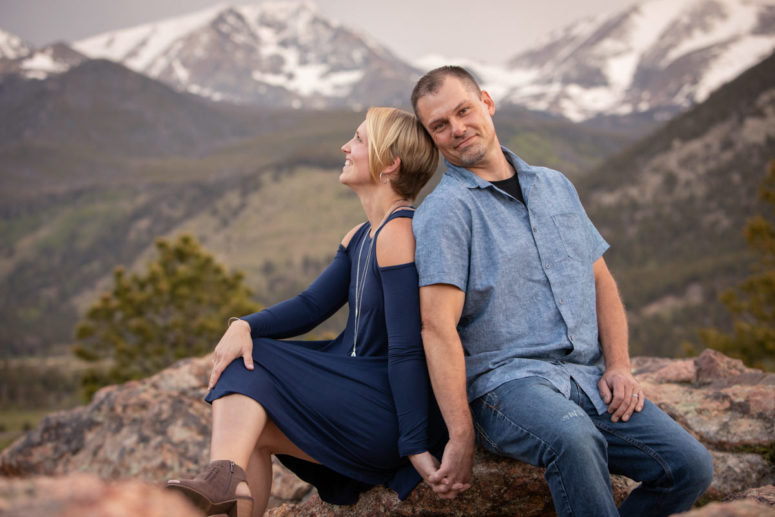 engaged photo in mountains Estes Park