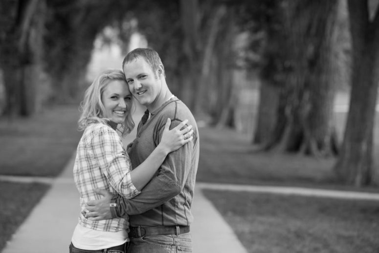 engaged couple at CSU oval