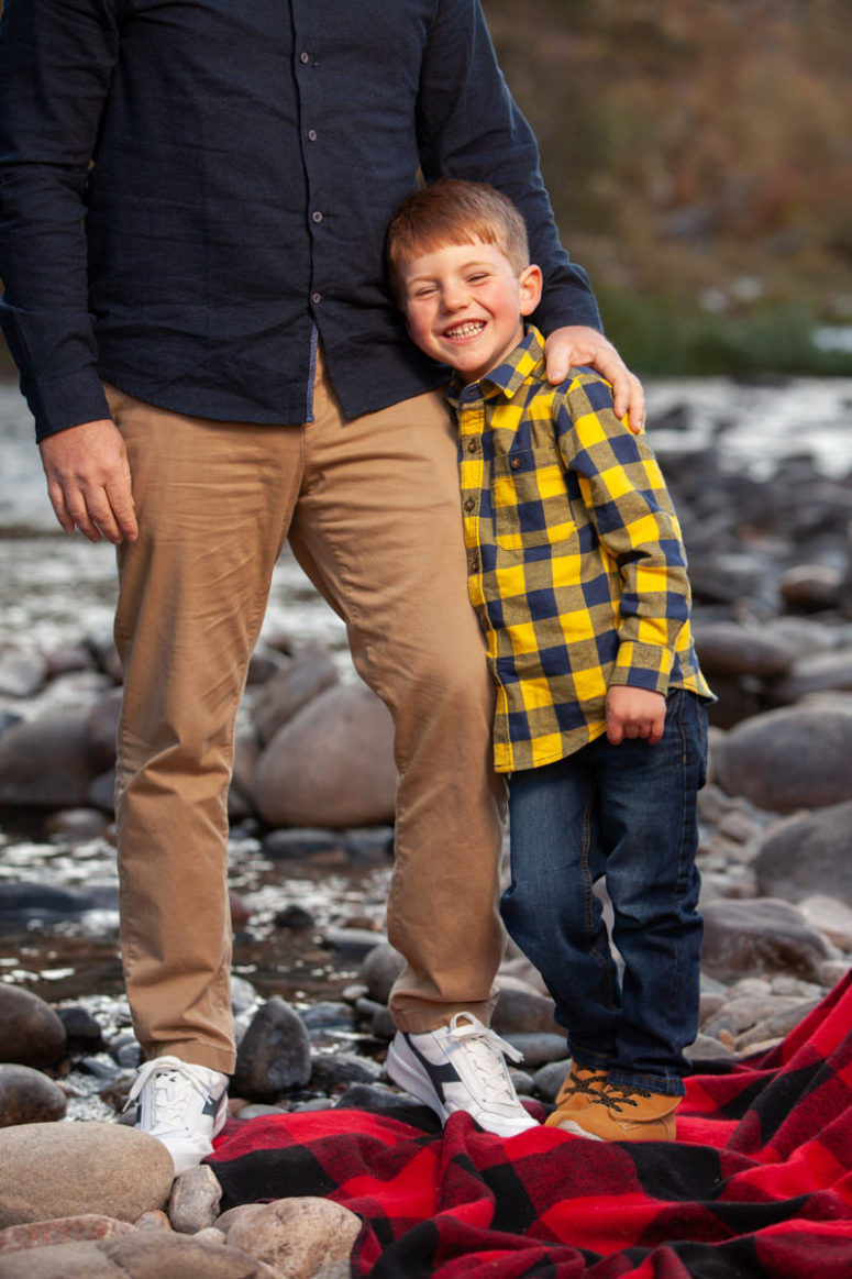 boy smiling with dad