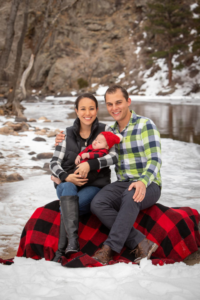 winter family photograph icy river