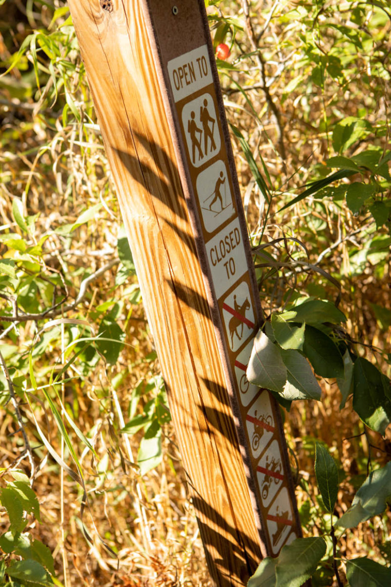 A Greyrock Trail sign stating open/closures