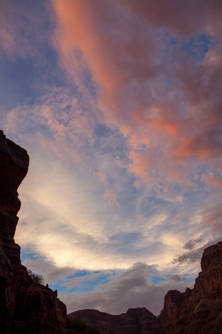 sunset above canyon walls