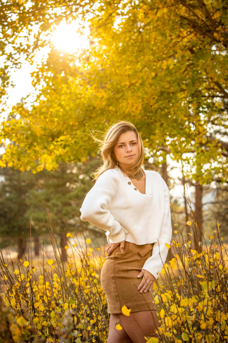 senior photo fall color aspens