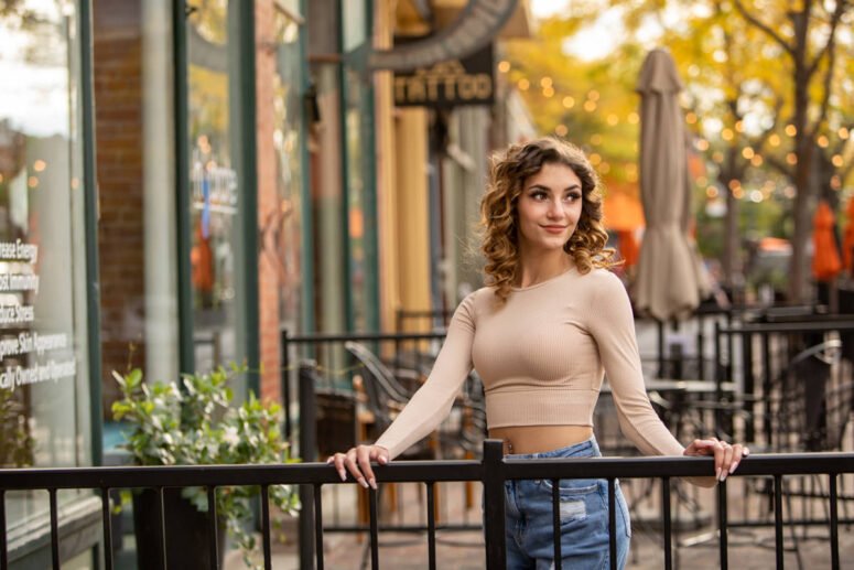 Old Town Fort Collins senior portrait of girl.